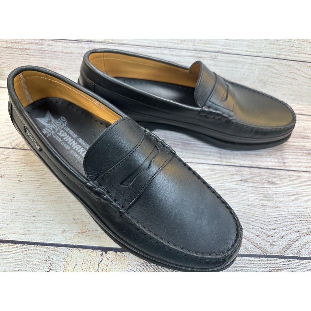 Mephisto Spinnaker Air Relax Men's Black Leather Penny Loafers Size 11 Slip On